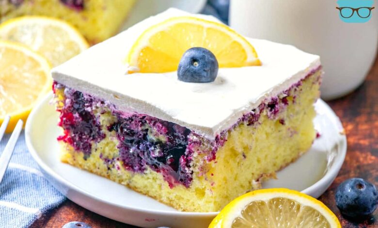 Lemon Blueberry Poke Cake