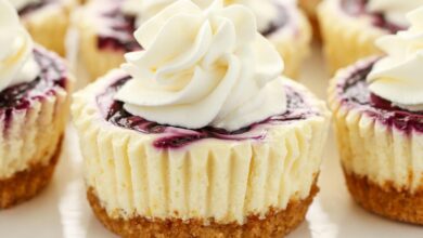 Miniature Lemon Blueberry Cheesecakes