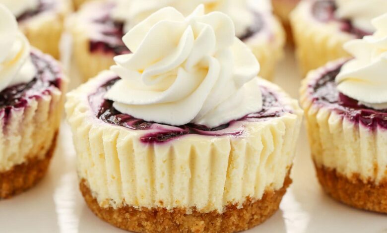 Miniature Lemon Blueberry Cheesecakes