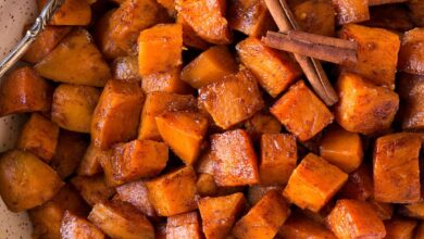 Roasted Honey Cinnamon Butter Sweet Potatoes